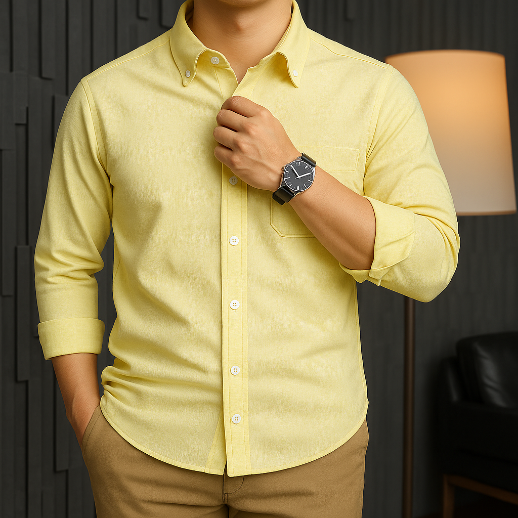 Yellow Plain Formal Premium Shirt